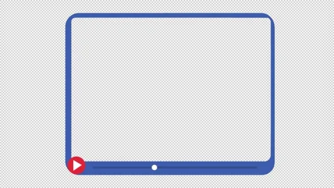 Blue frame with Play button. Video player layout animation. Cartoon Stock Footage 325973225