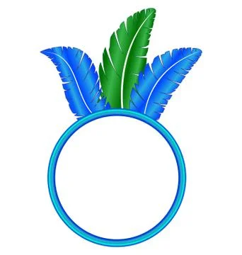 Blue frame ring with feathers Stock Illustration