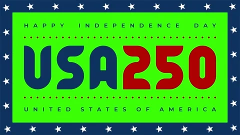Blue frame with stars, text Independence day, United states of America, Usa 250 Stock Footage 338312981
