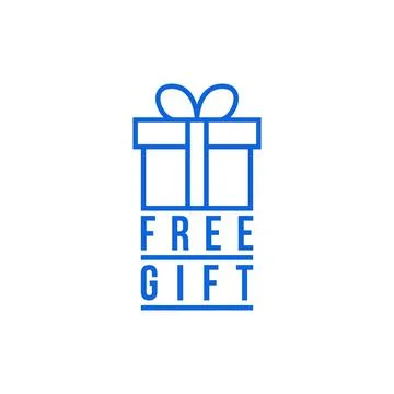 Blue free gift thin line logo Stock Illustration