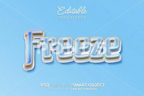 Blue freeze editable text effect PSD Template