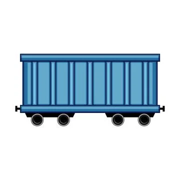 Blue freight train cargo wagon carrying goods Illustrazione stock
