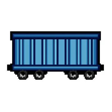 Blue freight train cargo wagon carrying goods Stock Illustration