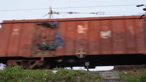 Blue Freight Train in Motion Stock Footage 326148126