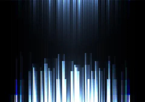 Blue frequency bar overlap in dark background Stock Illustration