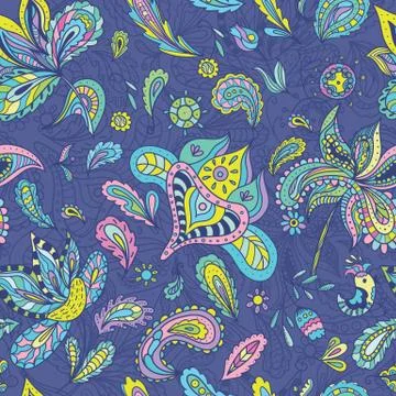 Blue Fresh Ethnic Pattern Stock Illustration