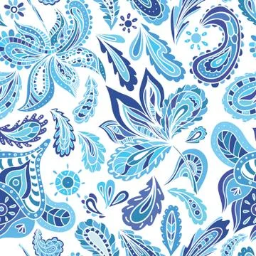 Blue Fresh Indian Vector Pattern Stock Illustration