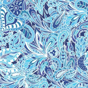 Blue Fresh Indian Vector Pattern Stock Illustration