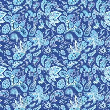Blue Fresh Indian Vector Pattern Stock Illustration