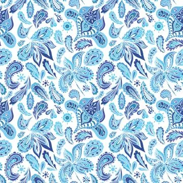 Blue Fresh Indian Vector Pattern Stock Illustration