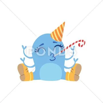 Blue Friendly Monster In Boots And Hat Stock Illustration