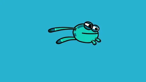 Blue frog cartoon leaping in place outline isolated Stock Footage 321767039