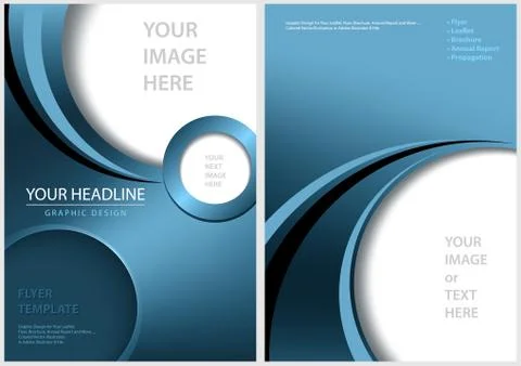 Blue Front and Back Flyer Template Stock Illustration