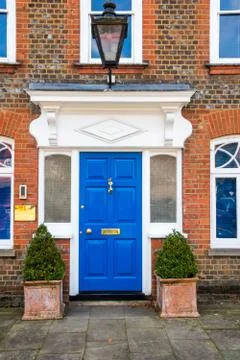 Blue front door Foto stock
