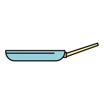 Blue frying pan icon representing cooking kitchen utensil Stock Illustration