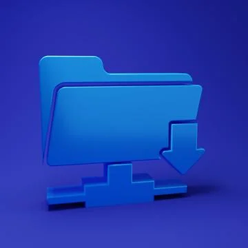 Blue FTP folder download icon isolated on blue background. Software update,.. Stock Illustration