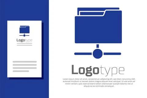 Blue FTP folder icon isolated on white background. Software update, transfer Stock Illustration