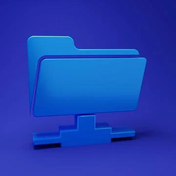 Blue FTP folder icon isolated on blue background. Software update, transfer.. Stock Illustration