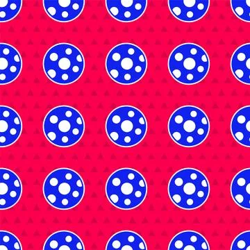Blue Full moon icon isolated seamless pattern on red background. Cloudy nig.. 스톡 일러스트