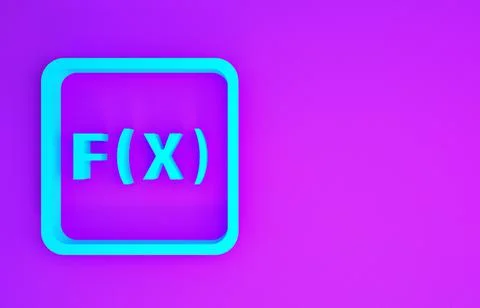 Blue Function mathematical symbol icon isolated on purple background. Minimal Illustrazione stock