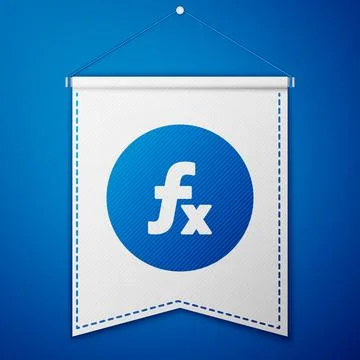 Blue Function mathematical symbol icon isolated on blue background. White Illustrazione stock
