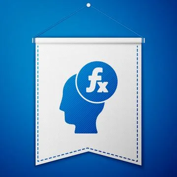 Blue Function mathematical symbol icon isolated on blue background. White Stock Illustration