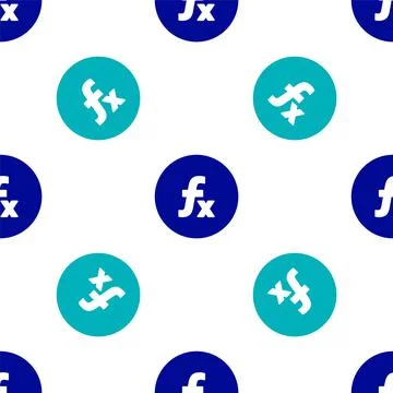 Blue Function mathematical symbol icon isolated seamless pattern on white Illustrazione stock