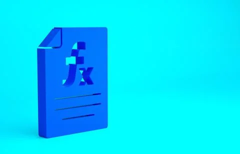 Blue Function mathematical symbol icon isolated on blue background. Minimalis Stock Illustration