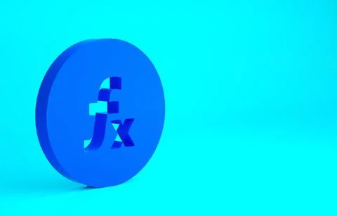 Blue Function mathematical symbol icon isolated on blue background. Minimalis Stock Illustration