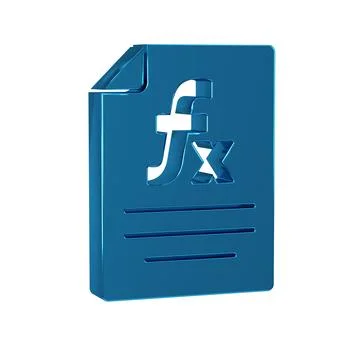 Blue Function mathematical symbol icon isolated on transparent background. Illustrazione stock