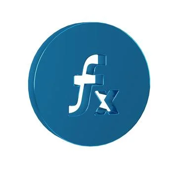 Blue Function mathematical symbol icon isolated on transparent background. Stock Illustration