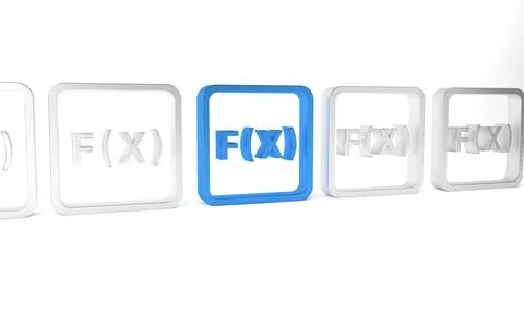 Blue Function mathematical symbol icon isolated on white background. Minima.. Illustrazione stock