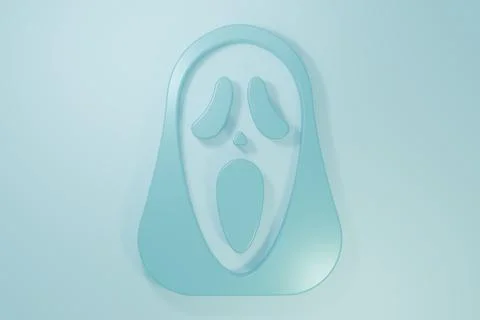 Blue Funny and scary ghost mask for Halloween icon isolated on blue backgro.. Illustrazione stock