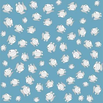 Blue funny fish seamless pattern Stock Illustration