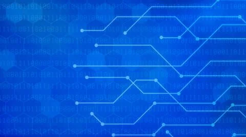 Blue futuristic background with binary code and network 写真素材