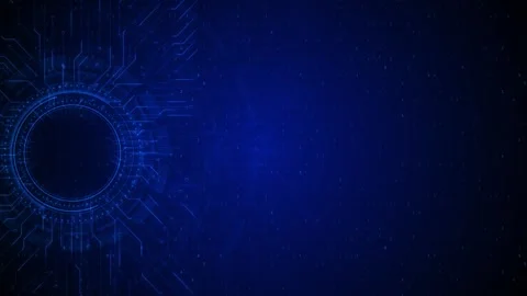 Blue futuristic circuit copy space background circular HUD element, glowing line Stock Footage 340409828