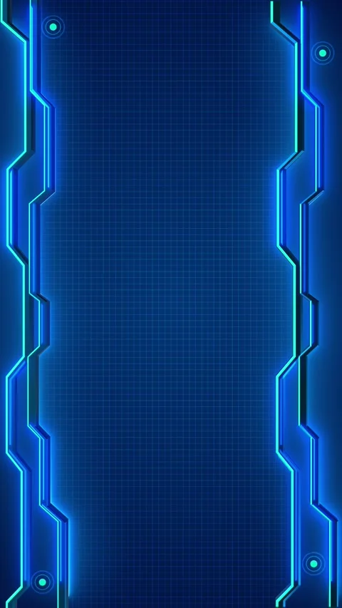 Blue futuristic circuit frame background glowing cyan borders, grid center, and Stock Footage 340524989
