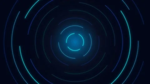 Blue futuristic circular interface segments rotating in darkness. 4K 스톡 동영상 341847716