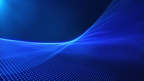 Blue futuristic digital waves background. Dynamic particle waves flowing Stock Footage 307931354