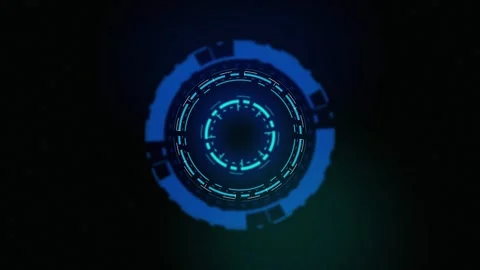 Blue futuristic HUD circular tech UI interface seamless loop motion Видео 345999986