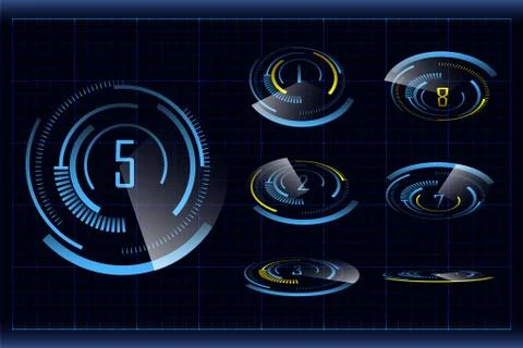 Blue futuristic hud design elements. Vector futuristic user interface objects. イラスト素材