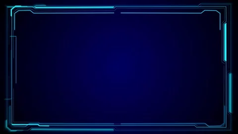 Blue futuristic HUD frame background glowing cyan border, dark technology panel, Stock Footage 340454060