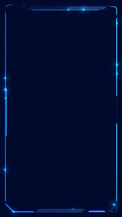 Blue futuristic HUD frame background glowing border, arrow marks, corner panels, Stock Footage 340526467