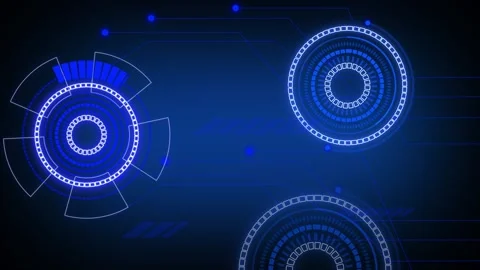 Blue futuristic hud interface animation with rotating circular data display.. Stock Footage 337364140
