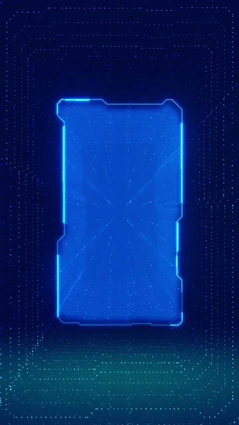 Blue futuristic HUD panel background glowing cyan frame, dotted matrix field, an Stock Footage 340525058