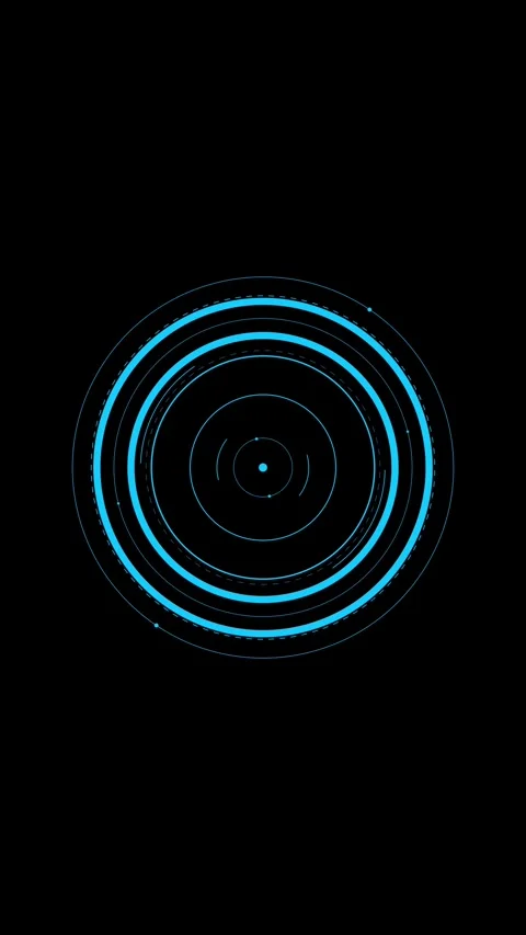 Blue futuristic HUD with rotating concentric circles loop, vertical format Stock Footage 340131247