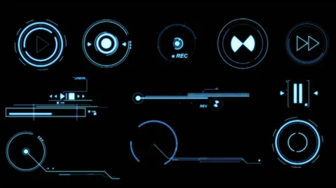 Blue Futuristic Interface Elements Stock Footage 38498868