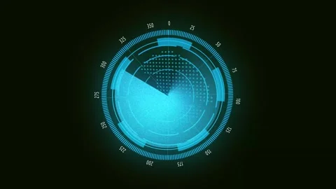 Blue Futuristic Radar Screen with Digital Data and World Map Elements displ.. Stock Footage 321450743