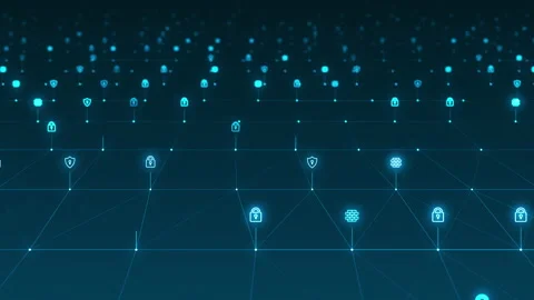 Blue futuristic security icon network connection technology abstract background Stock Footage 157802441