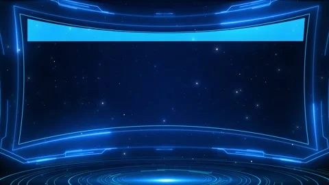 Blue futuristic stage frame background HUD borders, starry dark space, glowing Stock Footage 334101583